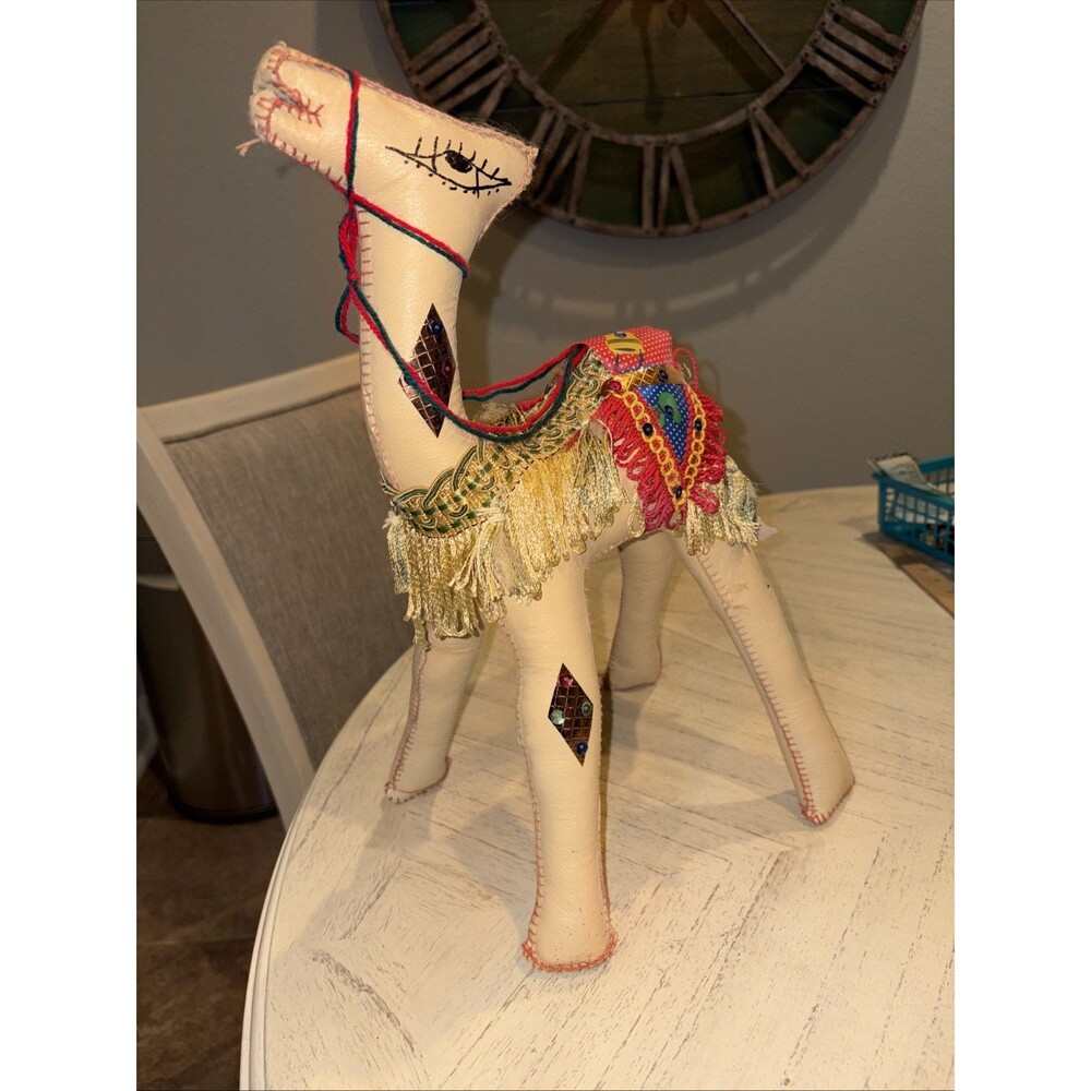 Vintage Camel Statue Figure Rare Large Hand Sewn 16”T x 12” W